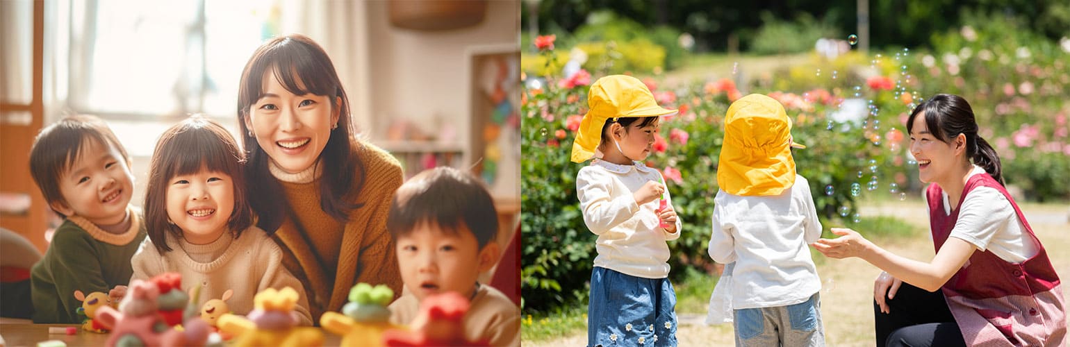 支援者と子供たちの画像